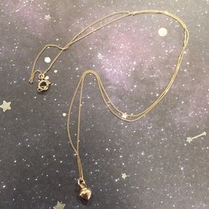 Solid 14k Yellow Gold Heart Necklace